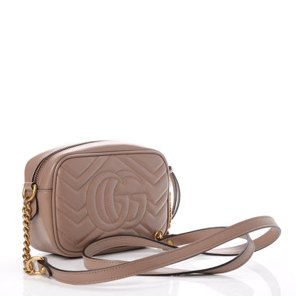 Gucci Calfskin Matelasse Mini GG Marmont Chain Shoulder Bag Nude 3 of 9