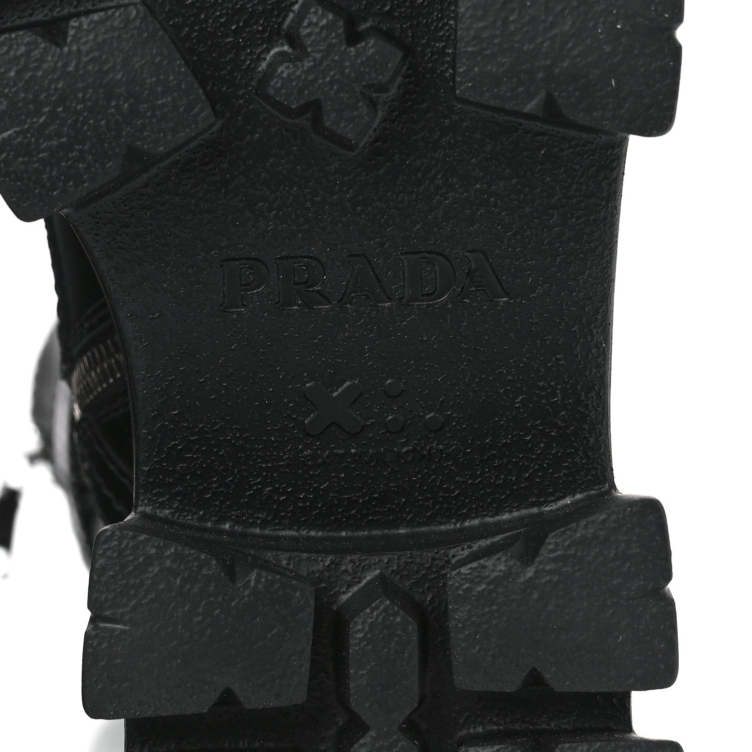 Prada Spazzolato Rois Re-Nylon Metal Triangle Logo Monolith Pouch Pocket 55mm Tall Combat Boots 38 Black 6 of 7