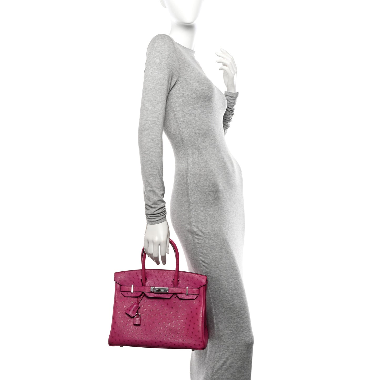 Ostrich Birkin 30 Rose Pourpre