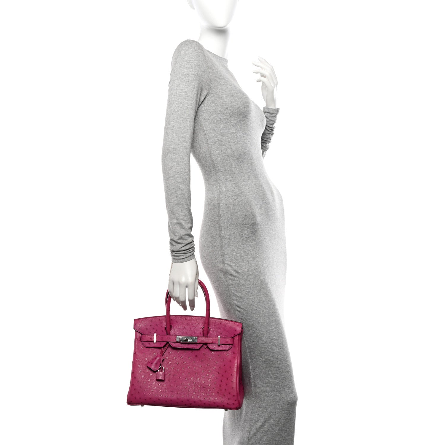 Hermes Ostrich Birkin 30 Rose Pourpre 2 of 16