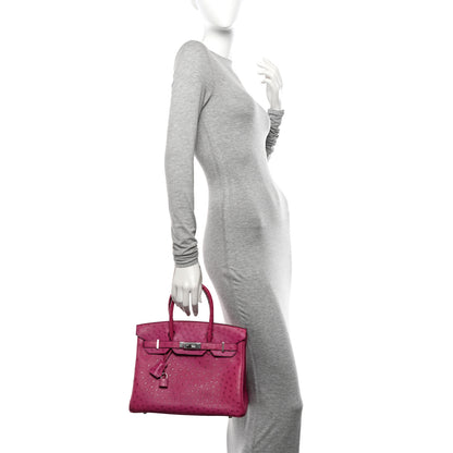 Hermes Ostrich Birkin 30 Rose Pourpre 2 of 16