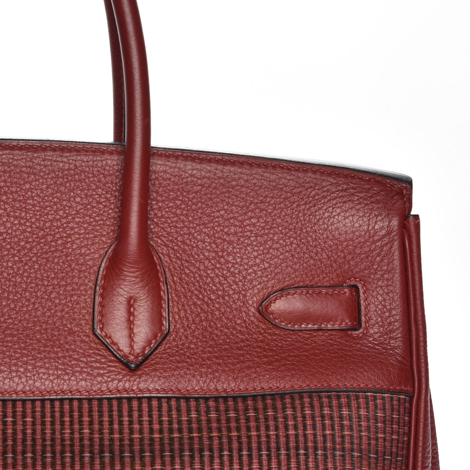 Hermes Taurillon Clemence Crinoline Birkin 35 Rouge H 24 of 25