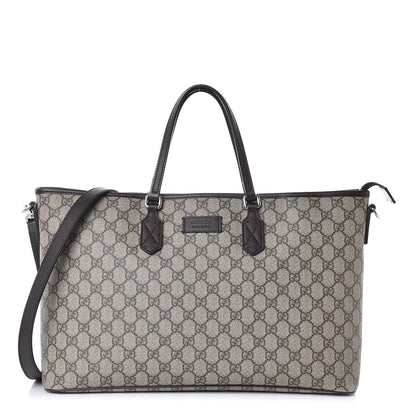 Gucci GG Supreme Monogram Medium Zippered Tote Dark Brown 1 of 8