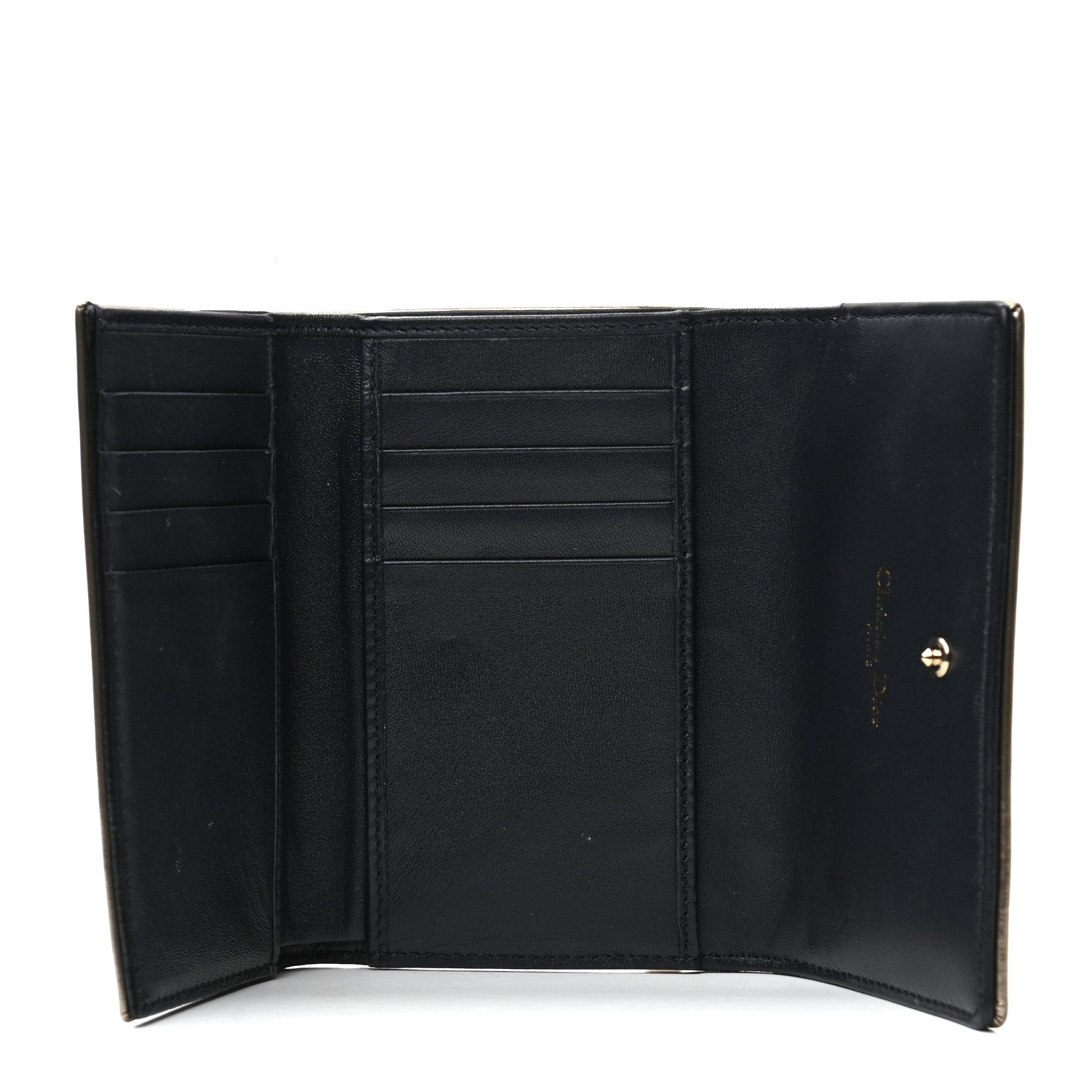 Christian Dior Metallic Patent Micro-Cannage Diorama Elancee Wallet Gold 5 of 7