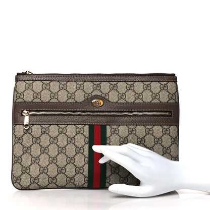 Gucci GG Supreme Monogram Large Ophidia Pouch Clutch Brown 2 of 11