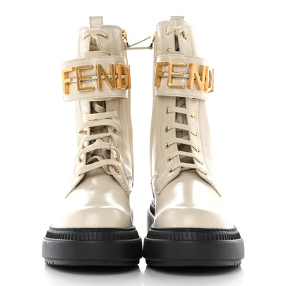 Fendi Vitello Abrasivato Fendigraphy 50mm Biker Boots 41 White 2 of 9