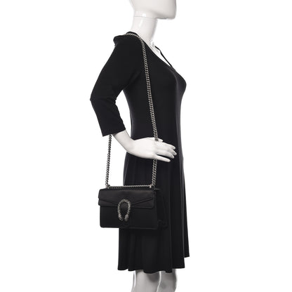 Gucci Satin Silk Crystal Small Dionysus Shoulder Bag Black Black Diamond 2 of 10