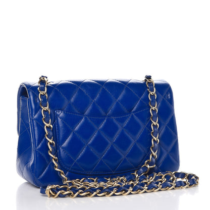 Chanel Lambskin Quilted Mini Rectangular Flap Dark Blue 3 of 9