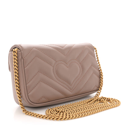 Gucci Calfskin Matelasse Super Mini GG Marmont Shoulder Bag Porcelain Rose 3 of 11