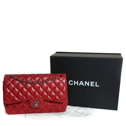 Chanel Lambskin Quilted Jumbo Double Flap Red 5 of 9