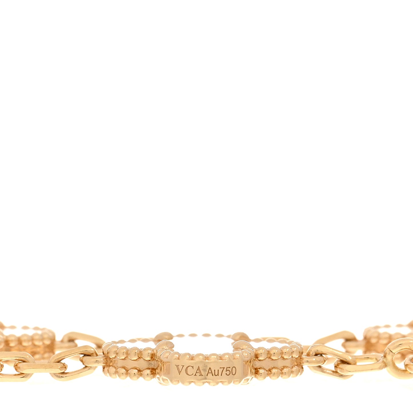 18K Yellow Gold Mother of Pearl 5 Motifs Vintage Alhambra Bracelet