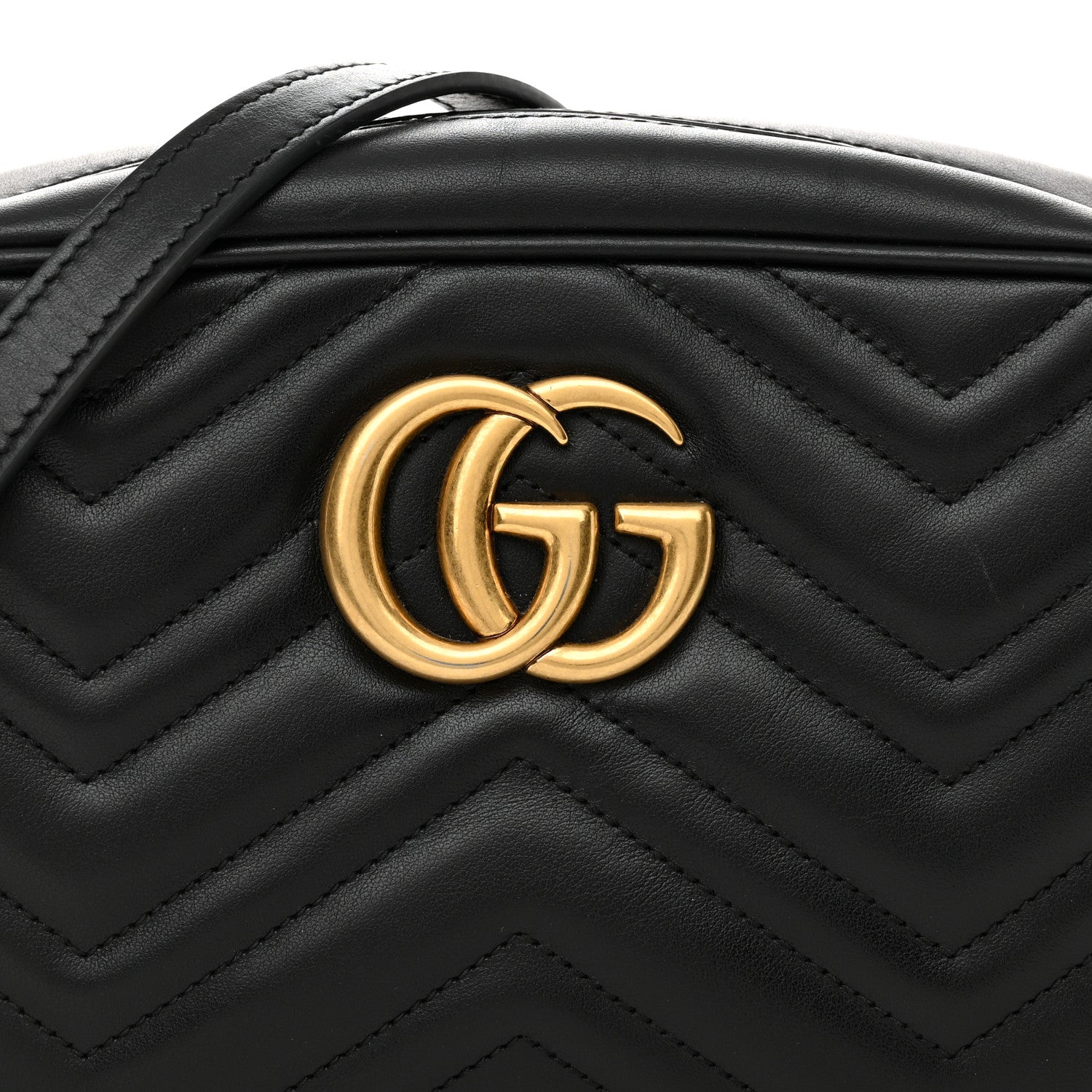 Gucci Calfskin Matelasse Small GG Marmont Chain Shoulder Bag Black 8 of 11