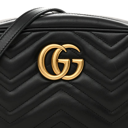 Gucci Calfskin Matelasse Small GG Marmont Chain Shoulder Bag Black 8 of 11