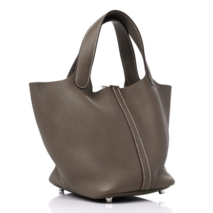 Hermes Taurillon Clemence Picotin Lock 18 PM Etoupe 3 of 8