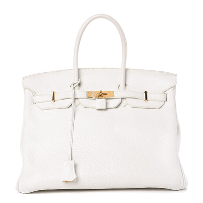 Hermes Taurillon Clemence Birkin 35 White 1 of 17
