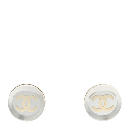 Chanel Mirror Resin CC Earrings Silver 1 of 3