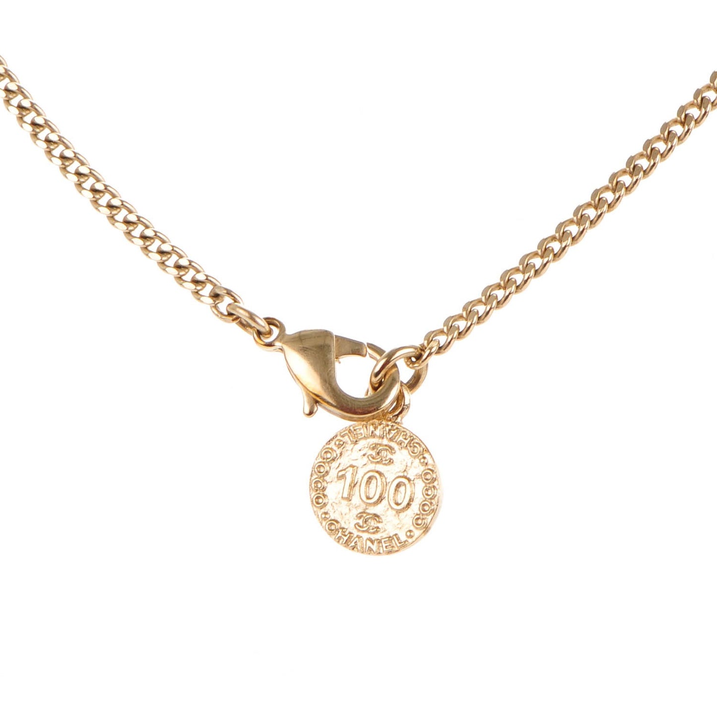 Pearl CC Pendant Necklace Gold
