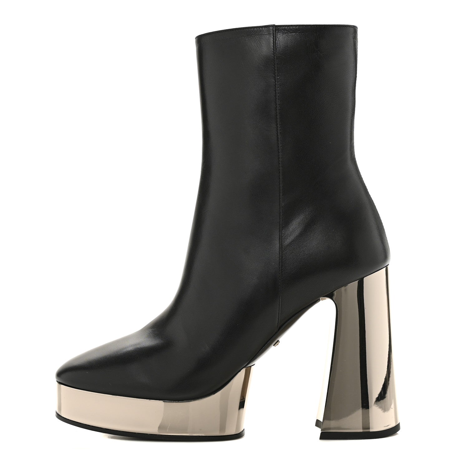 Gucci Malaga Kid Chrome Ankle Boots 39 Black 1 of 9