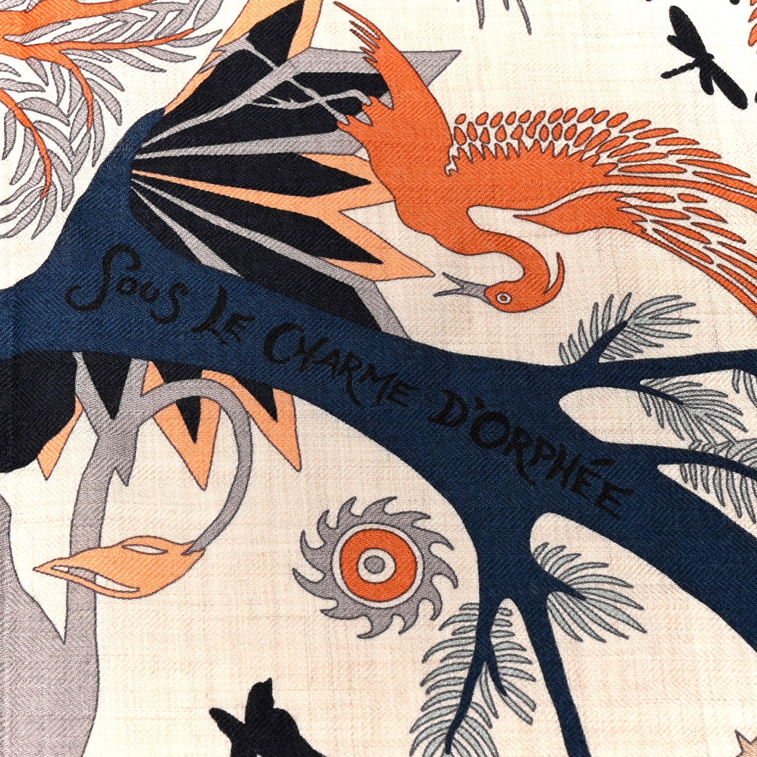 Hermes Silk Sous Le Charme d'Orphee Double Face Scarf 140 Naturel Terracotta Marine 5 of 6