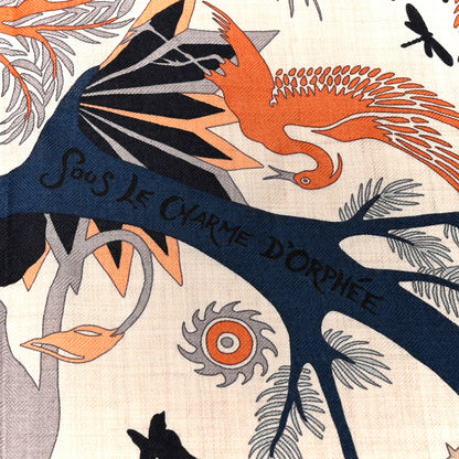 Hermes Silk Sous Le Charme d'Orphee Double Face Scarf 140 Naturel Terracotta Marine 5 of 6