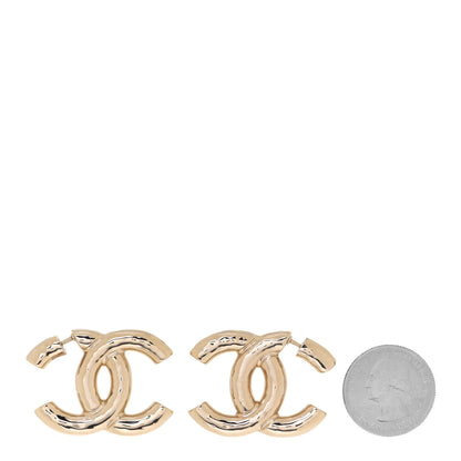 Chanel Metal Large CC Earrings Light Gold 2 of 5