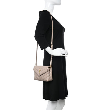 Saint Laurent Calfskin Y Quilted Monogram Toy Loulou Crossbody Bag Nude Powder 2 of 11