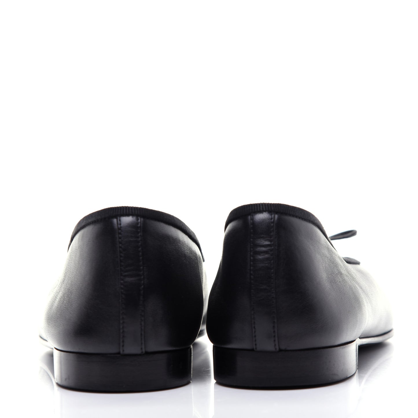 Lambskin Patent Cap Toe Ballerina Flats 40.5 Black