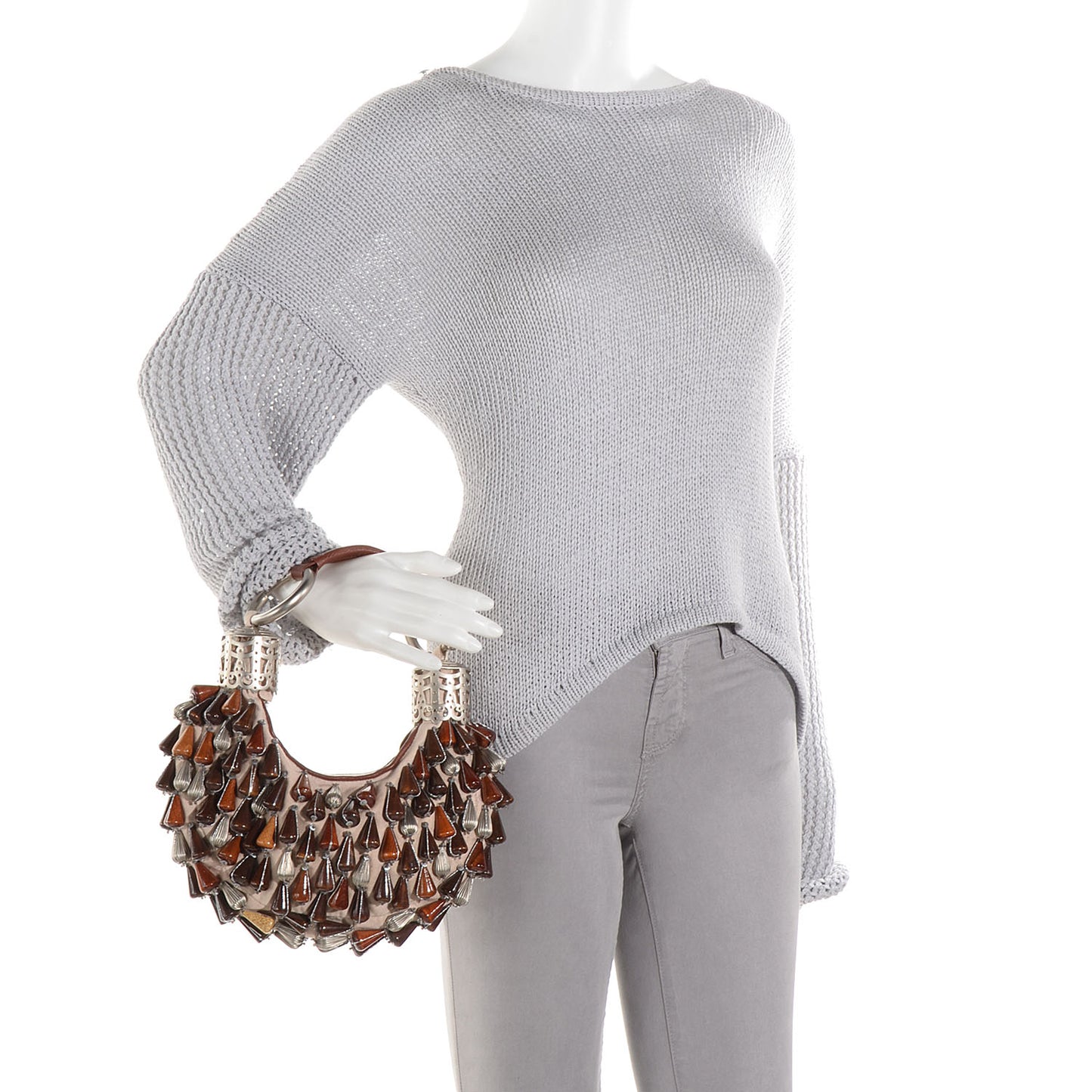 Wood Beaded Bracelet Bag Beige