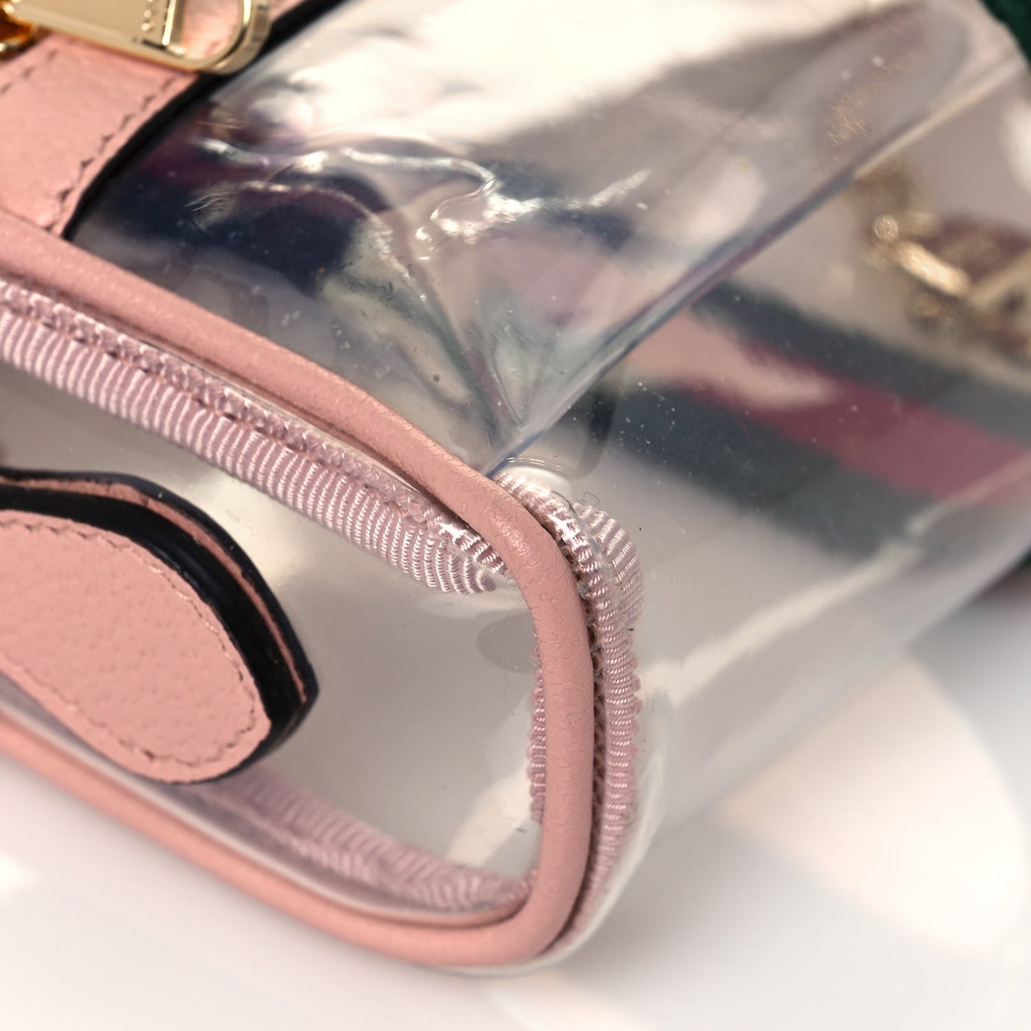 Vinyl Web Mini Ophidia Transparent Shoulder Bag Perfect Pink