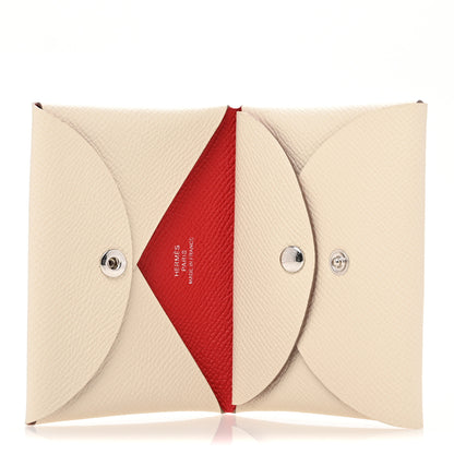 Hermes Epsom Verso Calvi Duo Card Case Craie Rouge Radieux 5 of 8