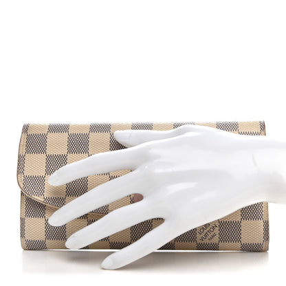 Louis Vuitton Damier Azur Emilie Wallet Rose Ballerine 2 of 14
