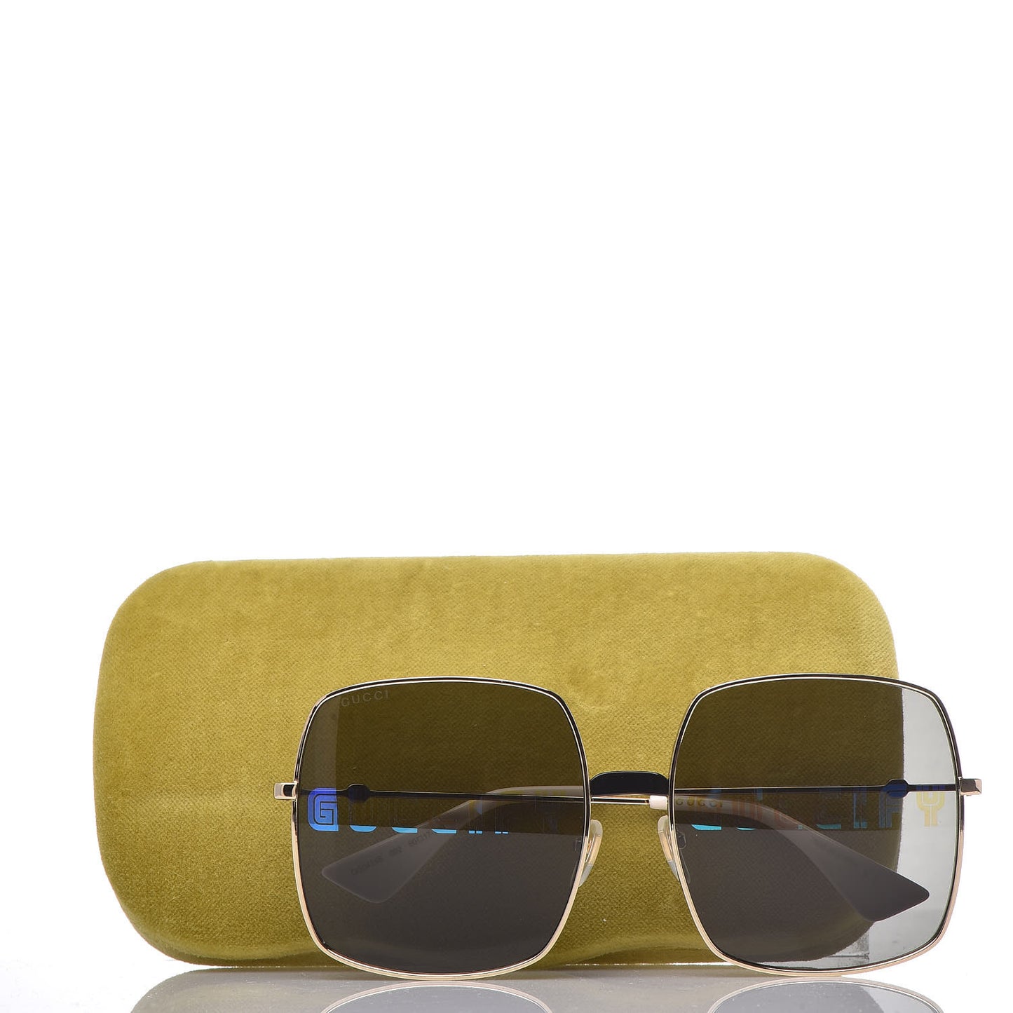 Metal Rectangular Guccify Frame Sunglasses GG0414S Gold