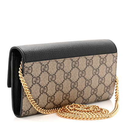 Gucci Dollar Calfskin GG Supreme Monogram Petite GG Marmont Wallet Chain Bag Black Beige Ebony 4 of 21
