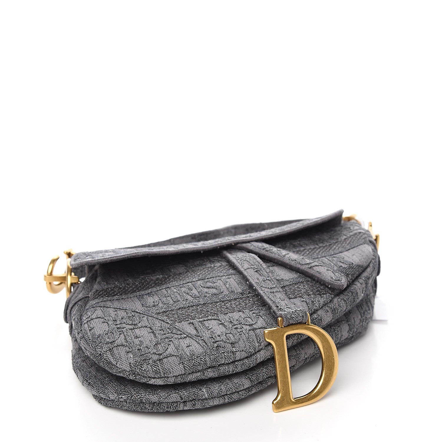 Christian Dior Oblique Denim Saddle Bag Grey 3 of 9