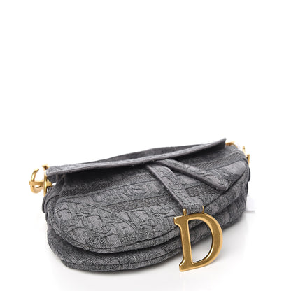 Christian Dior Oblique Denim Saddle Bag Grey 3 of 9