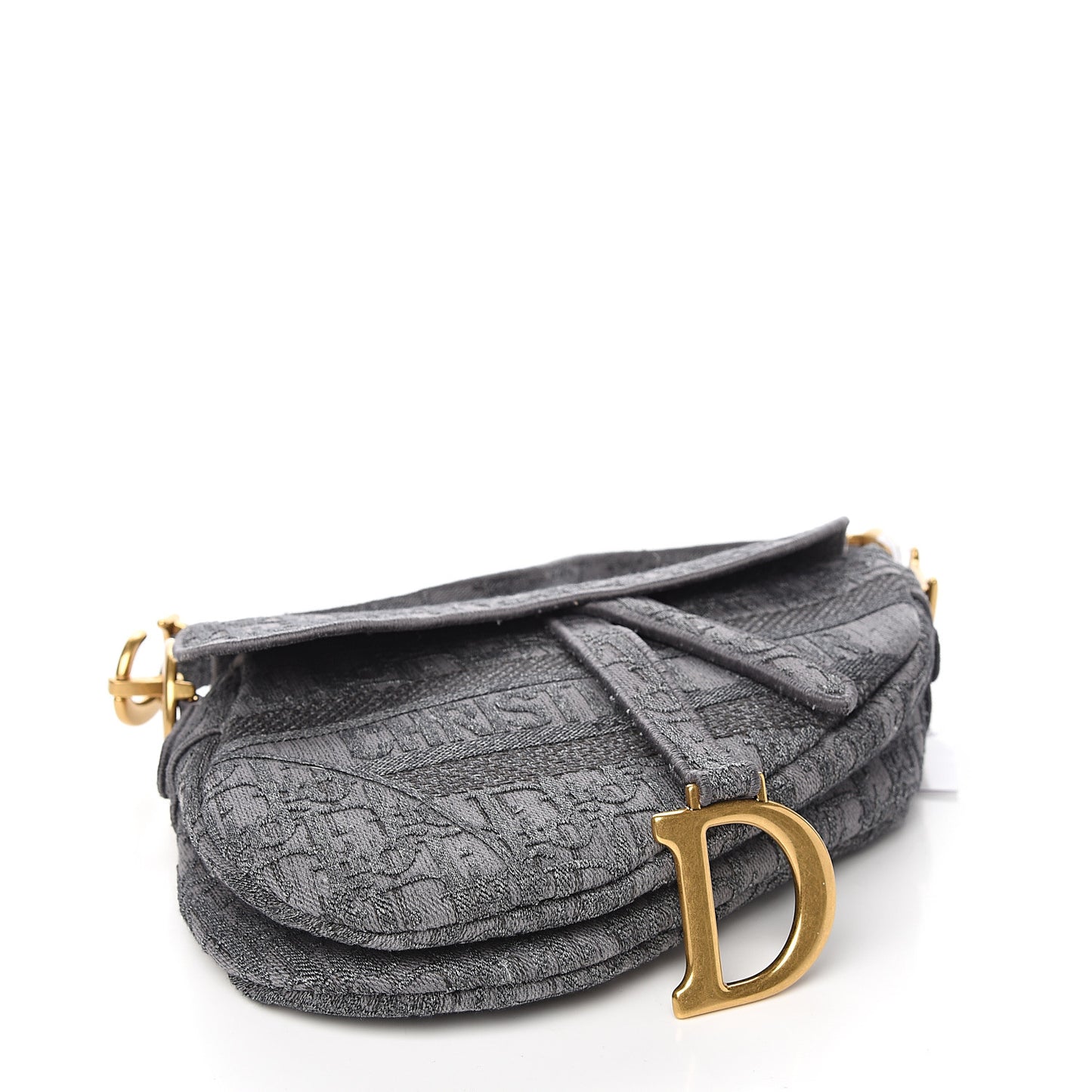Oblique Denim Saddle Bag Grey