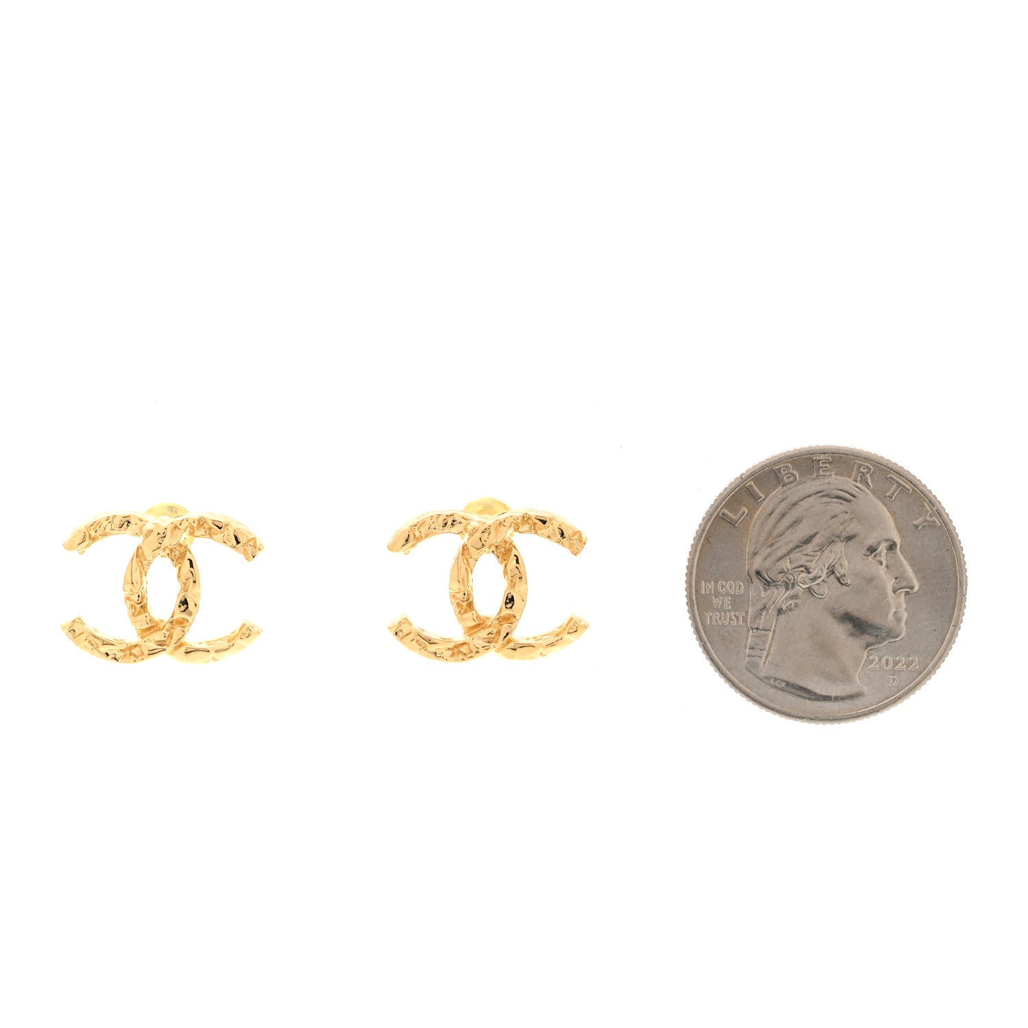 Chanel Metal Textured CC Earrings Gold 3 of 6