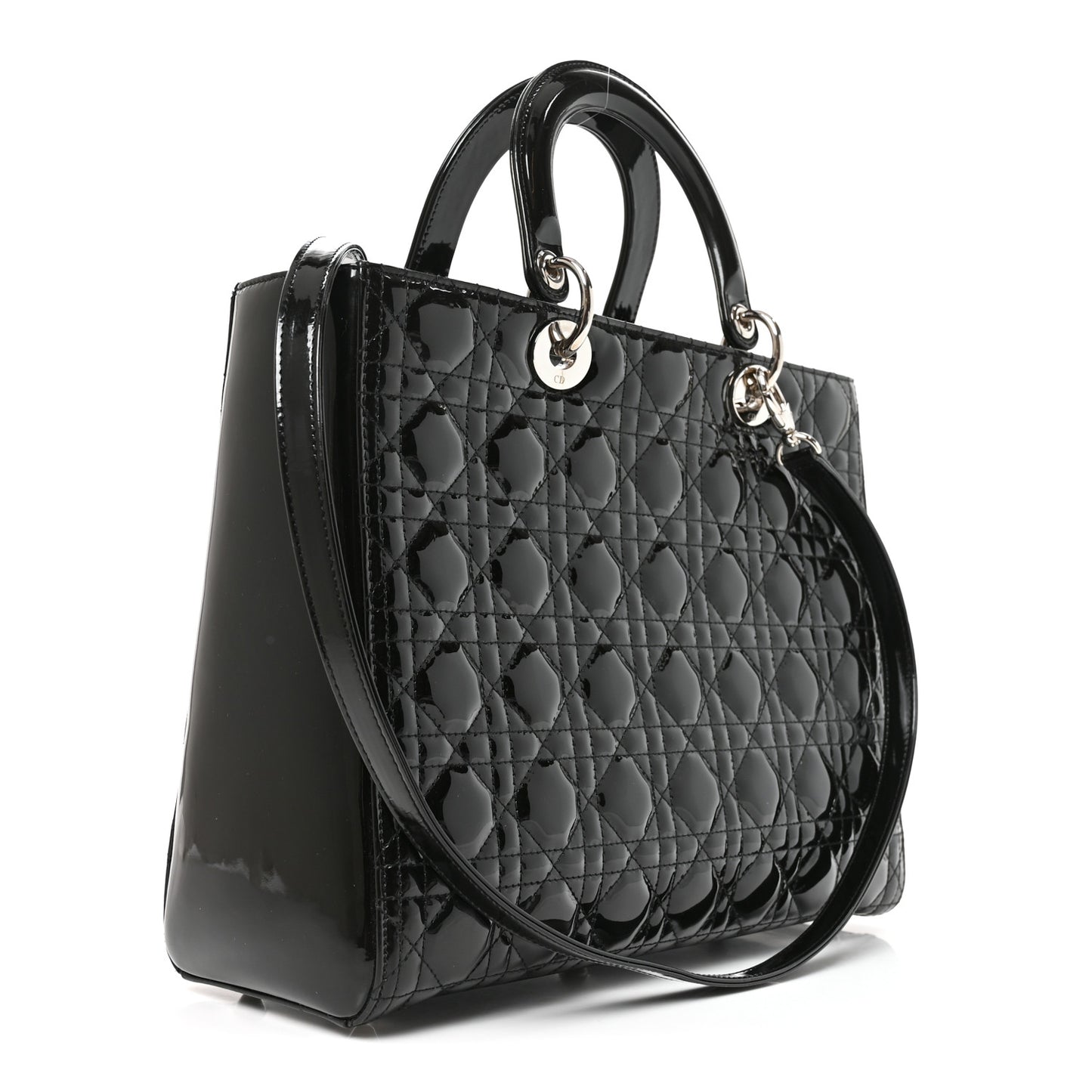 Patent Cannage Large Lady Dior Black