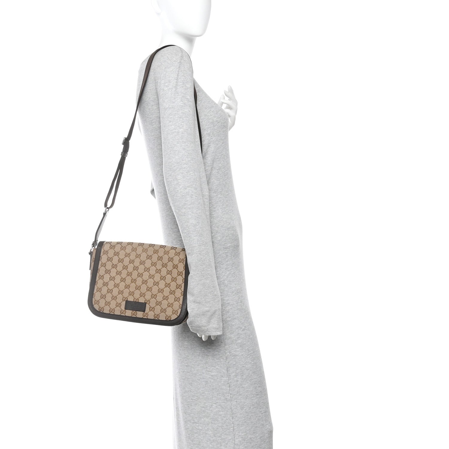 Gucci Monogram Flap Messenger Bag Beige Dark Brown 2 of 12
