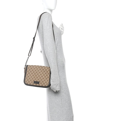 Gucci Monogram Flap Messenger Bag Beige Dark Brown 2 of 12