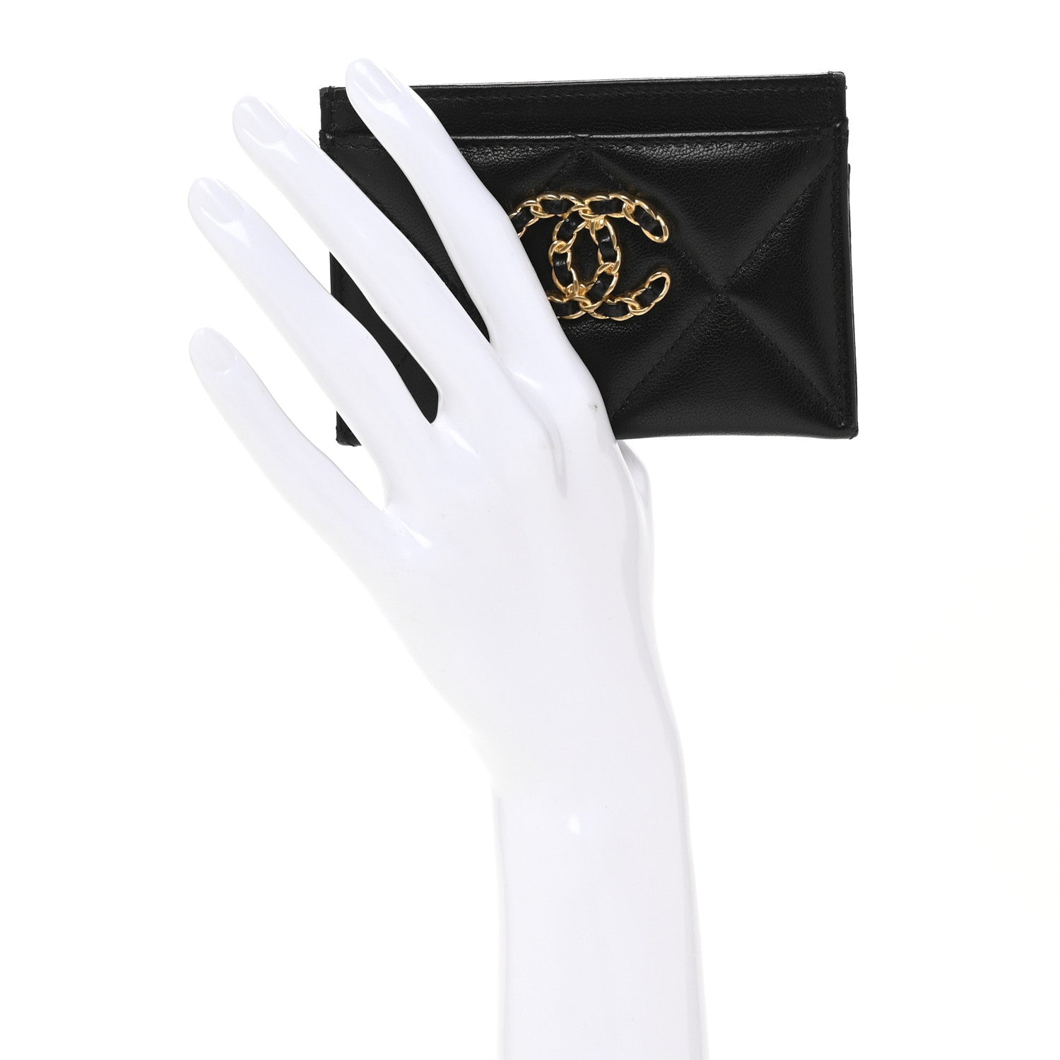 Chanel Lambskin Quilted Chanel 19 Card Holder Black 2 of 11