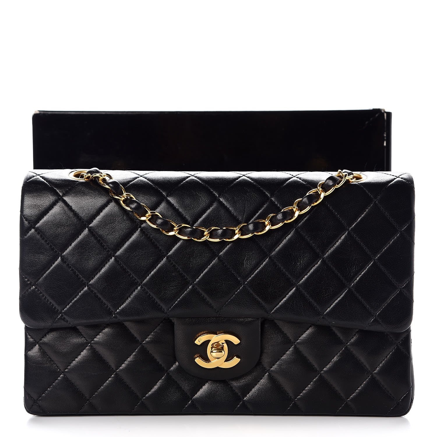 Chanel Lambskin Quilted Medium Double Flap Black 9 of 9