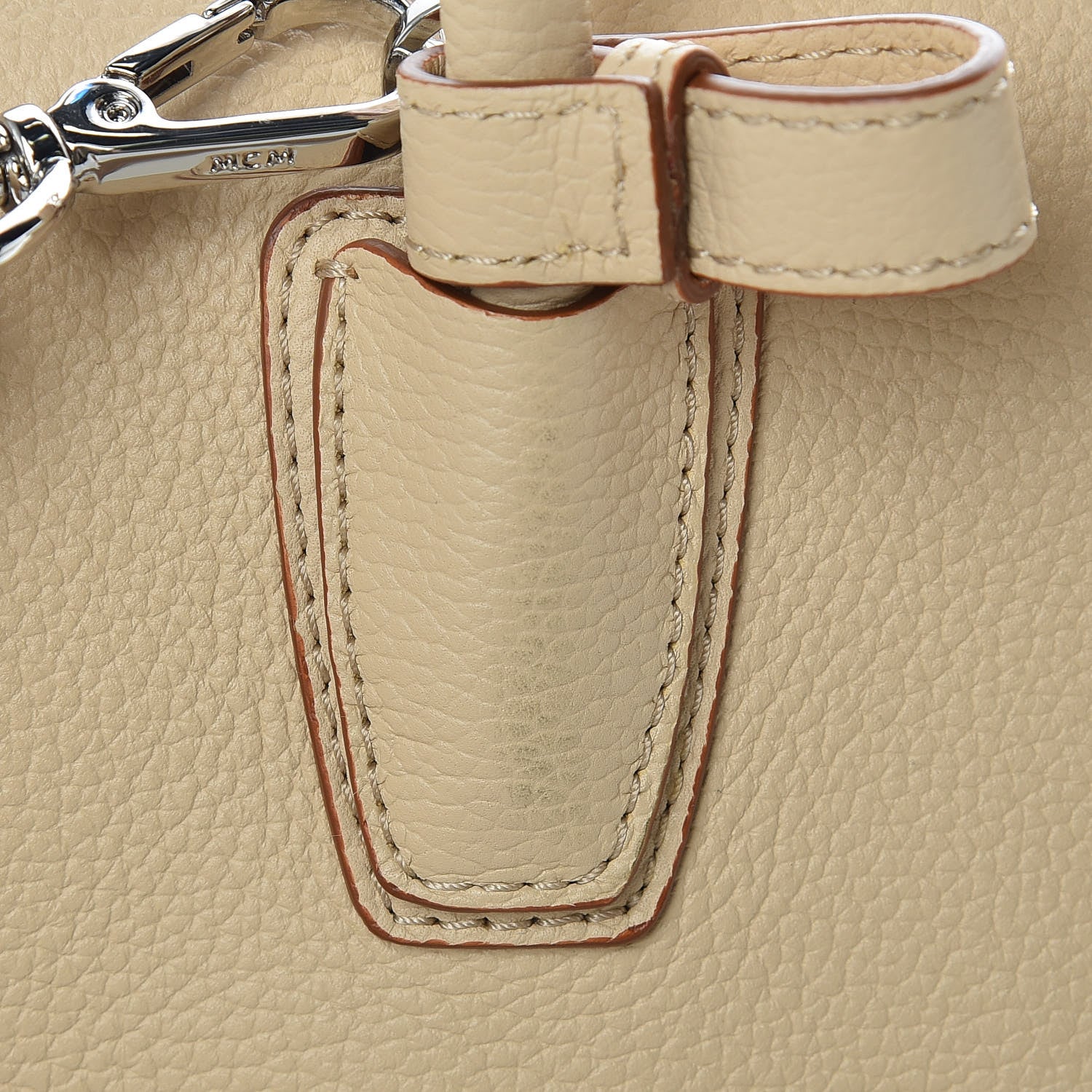 MCM Grained Calfskin Medium Milla Tote Natural 10 of 10