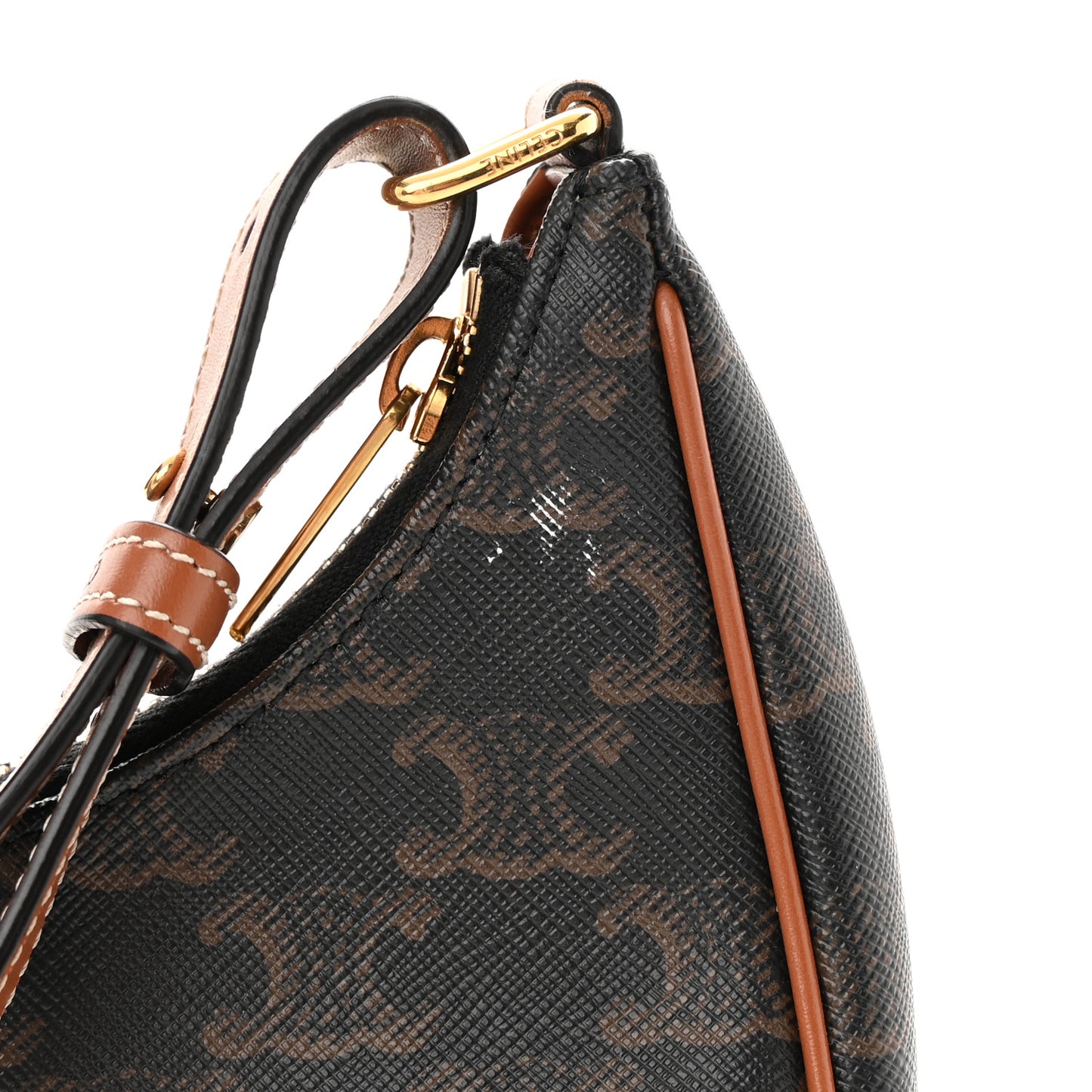 Triomphe Canvas Calfskin Ava Shoulder Bag Tan