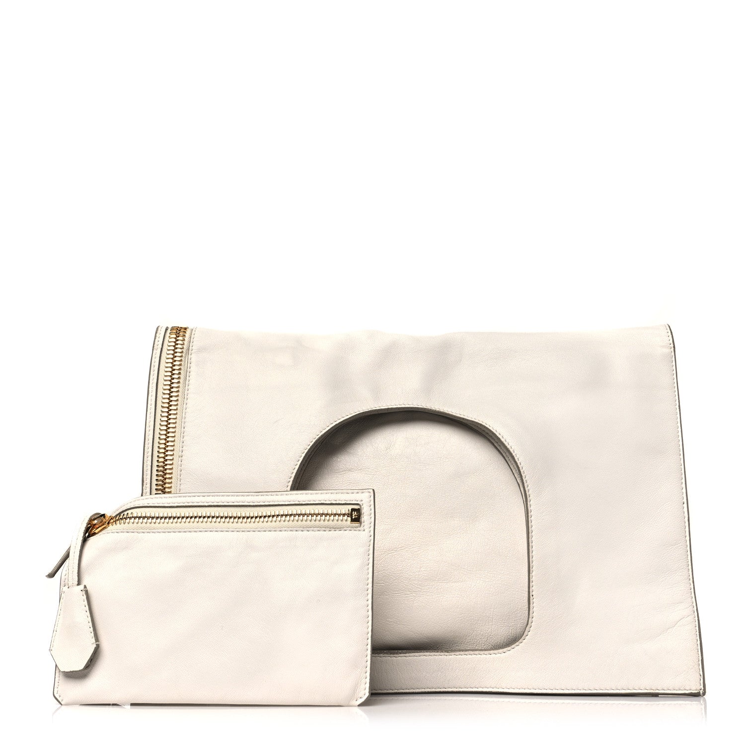 Tom Ford Ramskin Large Alix Padlock Zip Shoulder Bag White 1 of 11