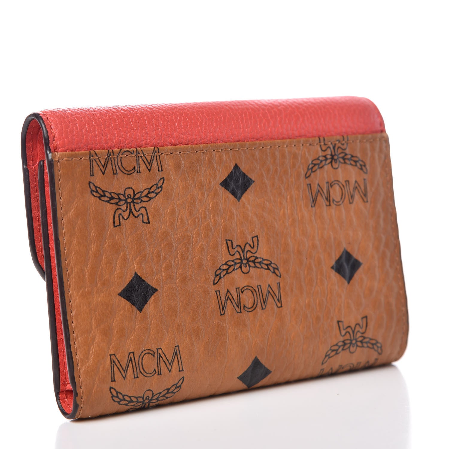 MCM Visetos Grained Calfskin Tri-Fold Wallet Marigold Orange 3 of 8