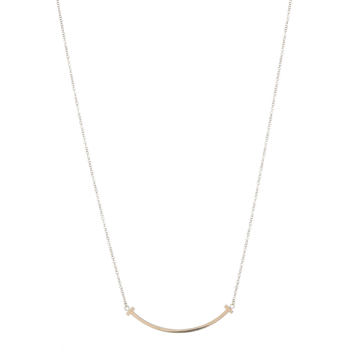 Tiffany 18K Yellow Gold Small T Smile Pendant Necklace 3 of 8