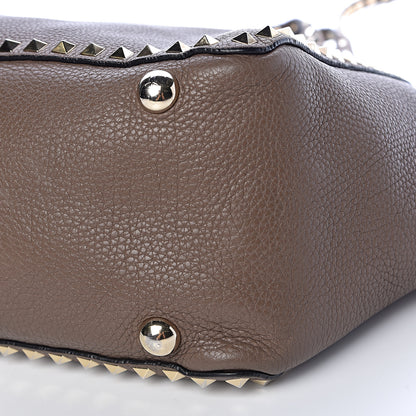 Valentino Garavani Pebbled Calfskin Medium Rockstud Tote Brown 14 of 16