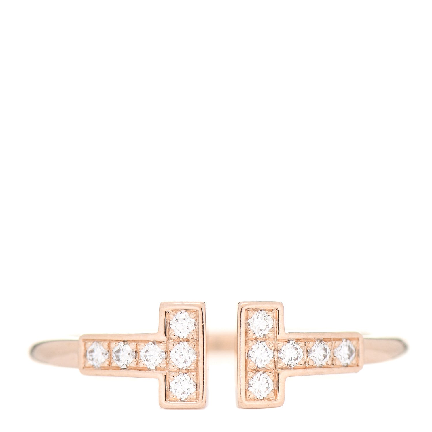 Tiffany 18K Rose Gold Diamond T Wire Ring 56 7.5 1 of 5
