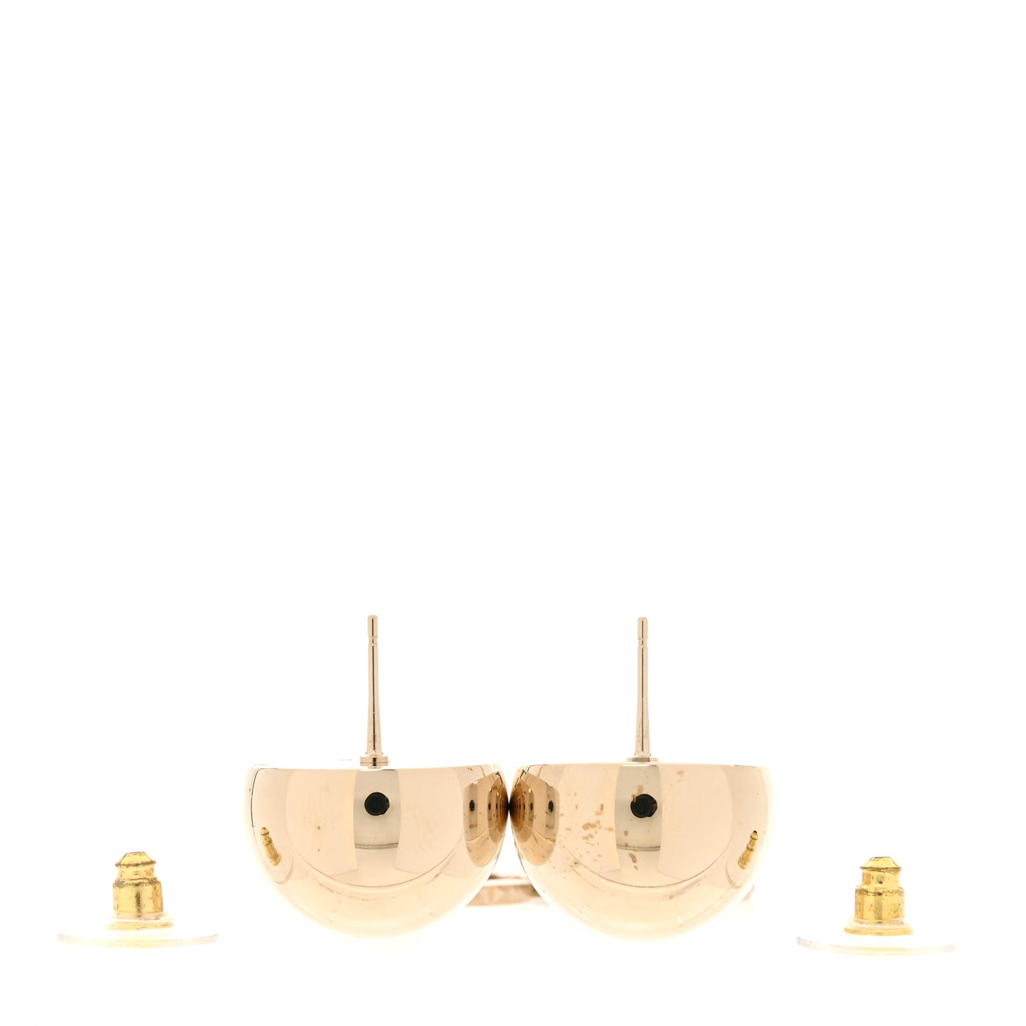 Metal CC Drop Earrings Gold